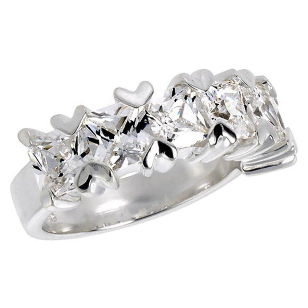Sterling Silver Heart Wedding Band 6 78 9 10